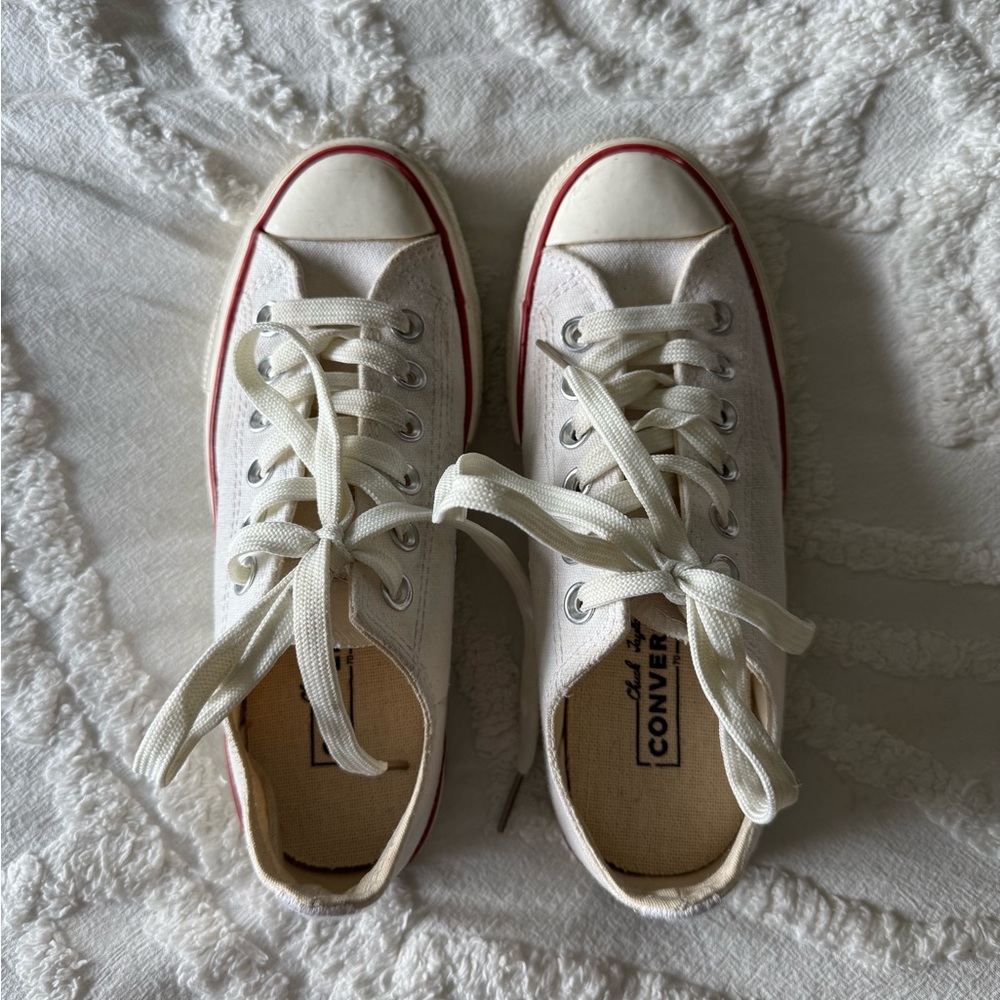 Converse White Sneakers with Red Accents